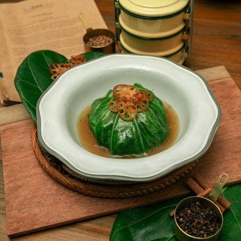 Peranakan mixed vegetables, lightly stir braised and wrapped with napa cabbage from Cameron Highlands