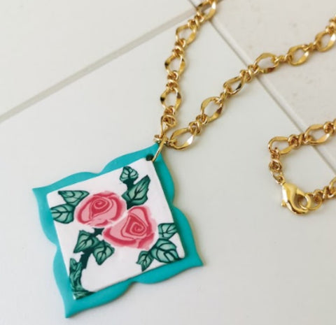 Either/Or: Rose Tile Long Necklace (11)