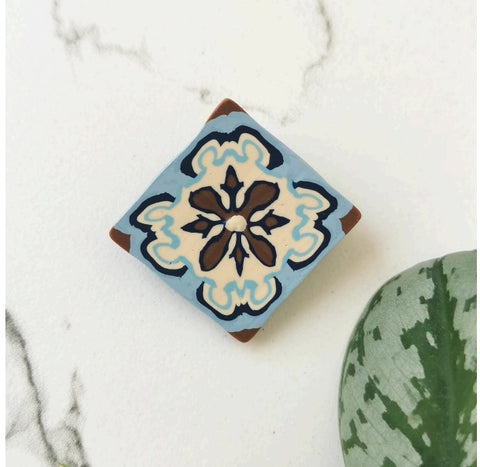 Either/Or Blue Tile Brooch