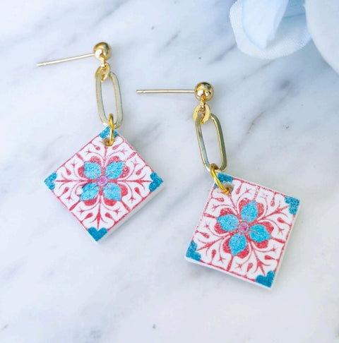 Either/Or Nyonya Tile Earrings