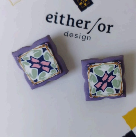 Either/Or Purple Mini Tile Studs