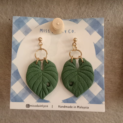 Earrings by Miss Dainty: Philodendron Leaves